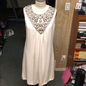 Tory Burch white beaded neck dress sz 8 NWT